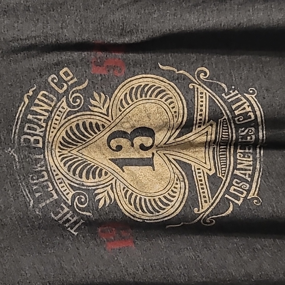 Lucky Brand T-Shirt Tee Men's Large Charcoal Gray Short Sleeve Spades Casual - Picture 2 of 10